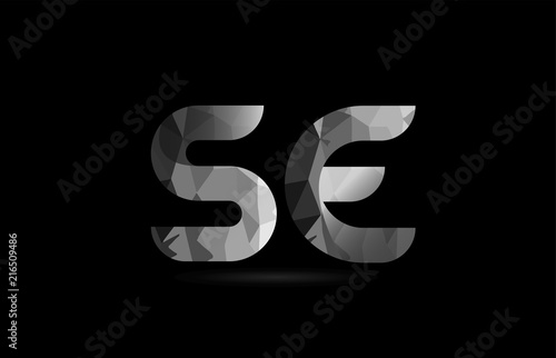 black and white alphabet letter se s e logo combination
