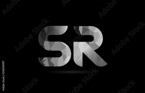 black and white alphabet letter sr s r logo combination © dragomirescu