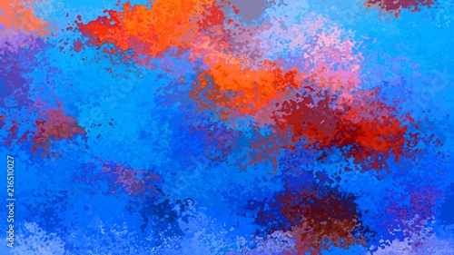 abstract stained pattern texture rectangle background medium royal blue ena hot red orange color - modern painting art - watercolor effect