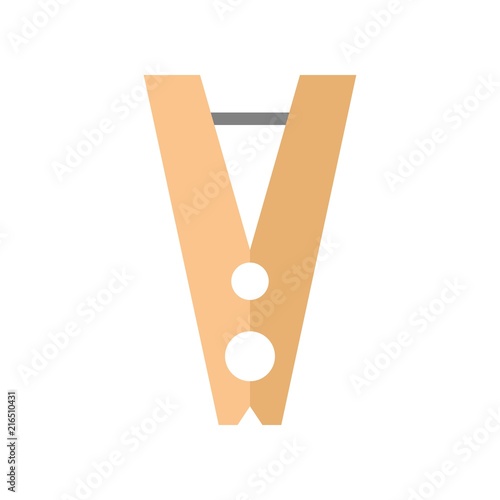 Wooden clothespin, cleaning and laundry service related flat icon set