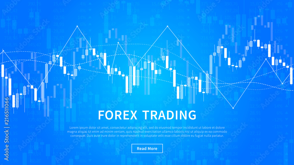 Candle stick chart of financial market trade vector banner. Forex ...