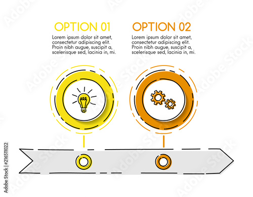 Business timeline template with hand drawn elements. Vector.