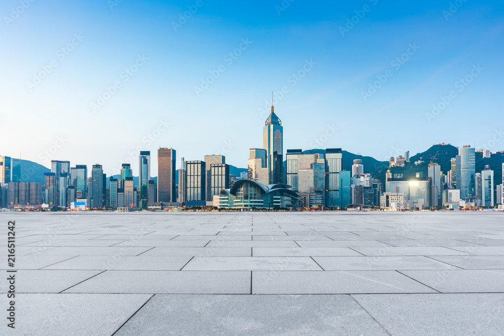 Hongkong city skyline and outdoor square