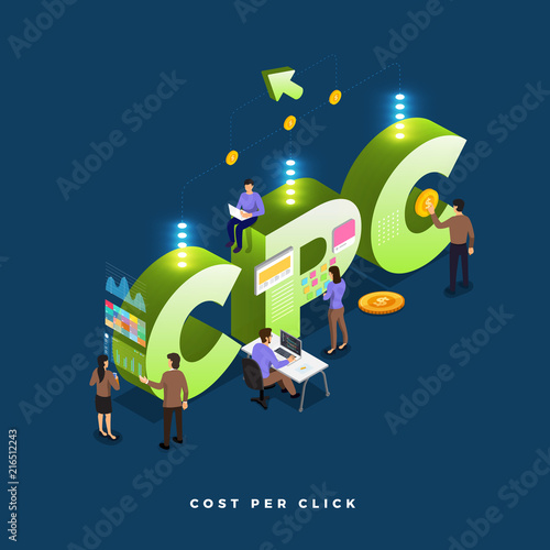 Isometric business teamwork.