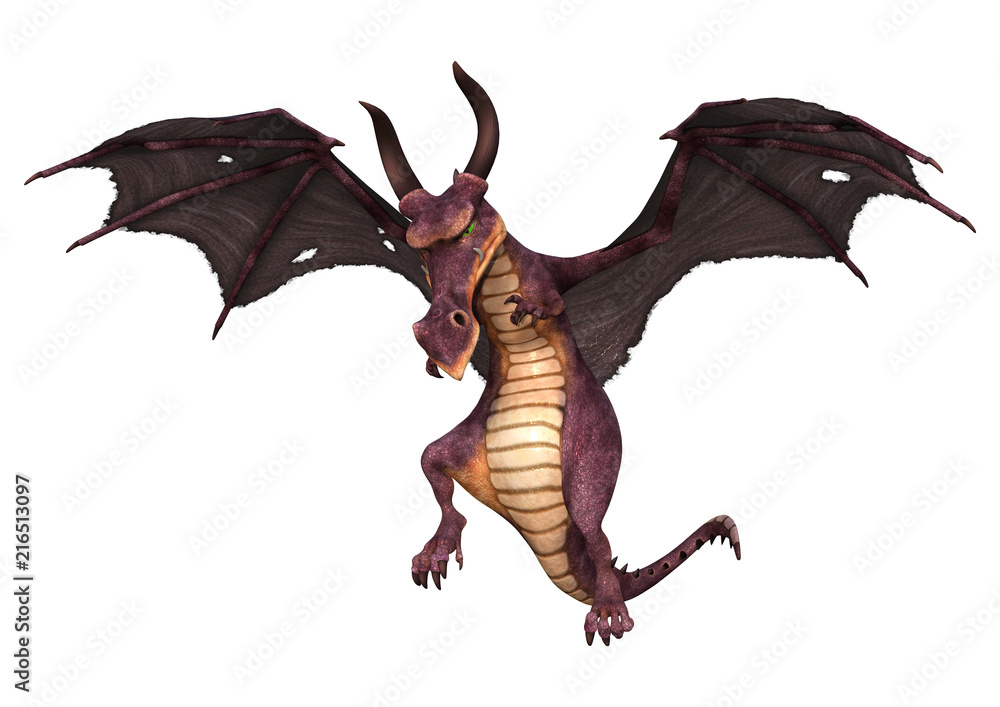 Fototapeta premium 3D Rendering Fantasy Dragon on White