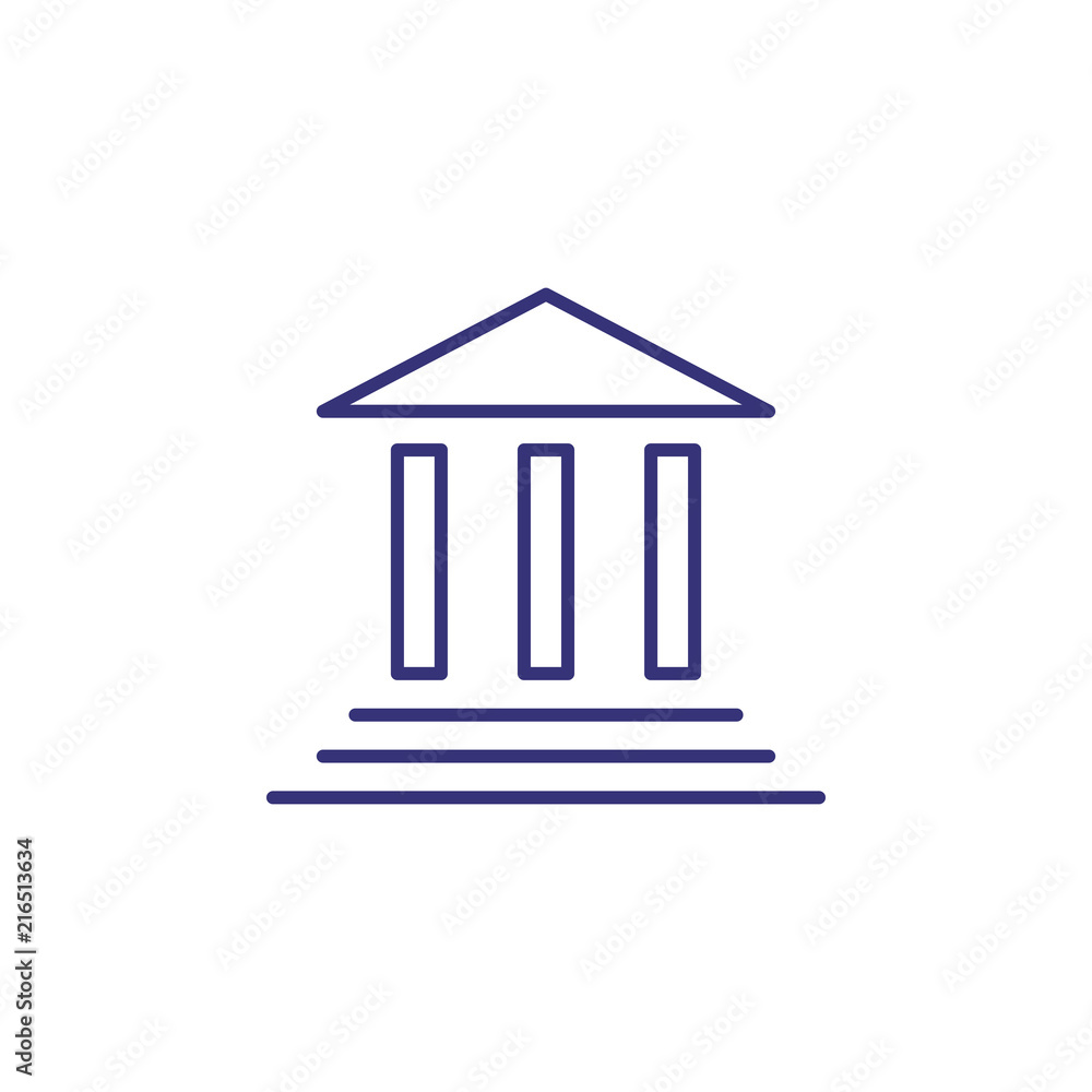 Bank line icon. Court, university, museum. State building concept. Can be used for topics like business, architecture, directional signs Bank line icon. Court, university, museum. State building concept. Can be used for topics like business, architecture, directional signs