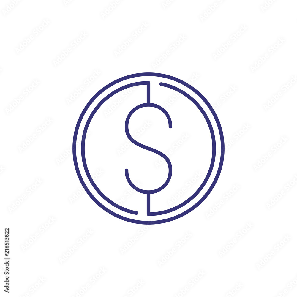 Cash line icon. Coin with dollar symbol. Money concept. Can be used for topics like finance management, profit, earning, budget Cash line icon. Coin with dollar symbol. Money concept. Can be used for topics like finance management, profit, earning, budget