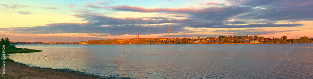 Panorama - view of the Volga river, Kostroma, Russia.
