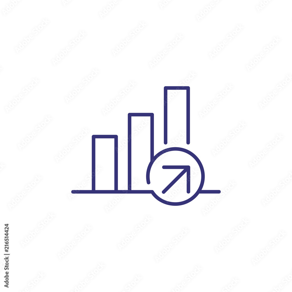 Growth line icon. Bar diagram, graph, chart. Analysis concept. Can be used for topics like business, marketing, research, statistics Growth line icon. Bar diagram, graph, chart. Analysis concept. Can be used for topics like business, marketing, research, statistics