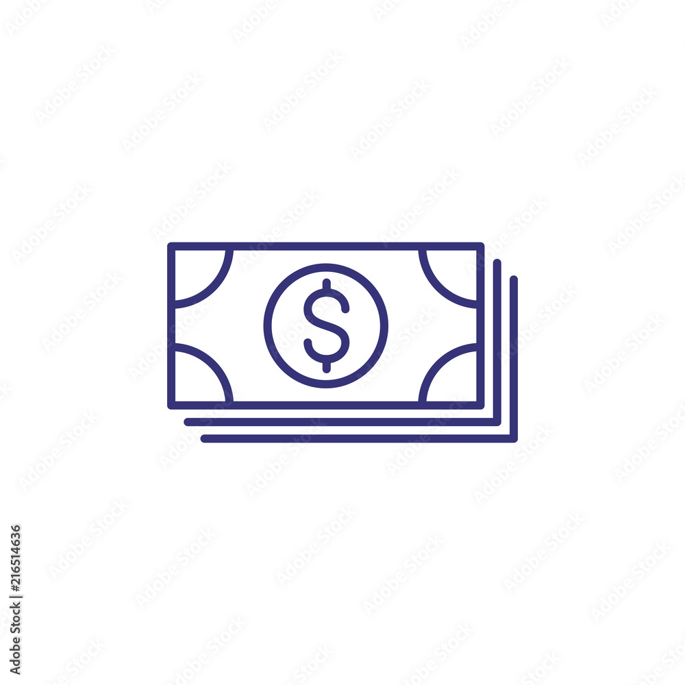 Money line icon. Stack of dollar banknotes. Finance concept. Can be used for topics like business, banking, cash, profit Money line icon. Stack of dollar banknotes. Finance concept. Can be used for topics like business, banking, cash, profit