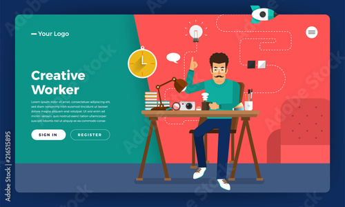 Flat design concept creative worker. Vector illustrate.