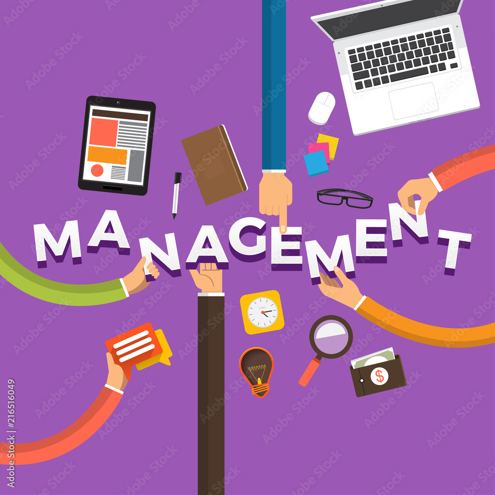 Fototapeta premium Flat design concept hand create management. Vector illustrations.