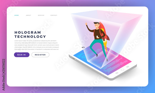 Flat design concepr isometric hologram. Vector illustrations.