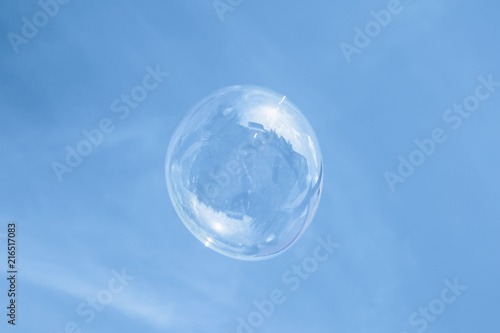 soap bubble against the blue sky 