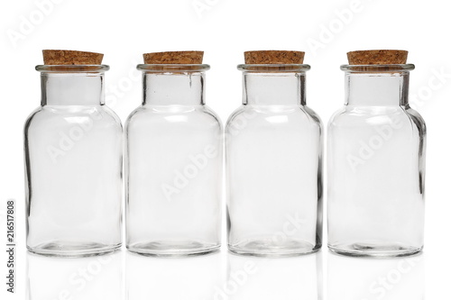 Collection retro glass bottle isolated on white, with clipping path