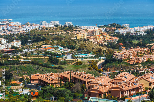 view of Mijas village at sunny day, Costa del Sol, Andalusia, Spain