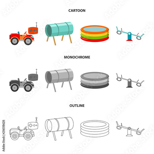 Machine for radio control, tunnel, trampoline, swing. Playground set collection icons in cartoon,outline,monochrome style vector symbol stock illustration web.