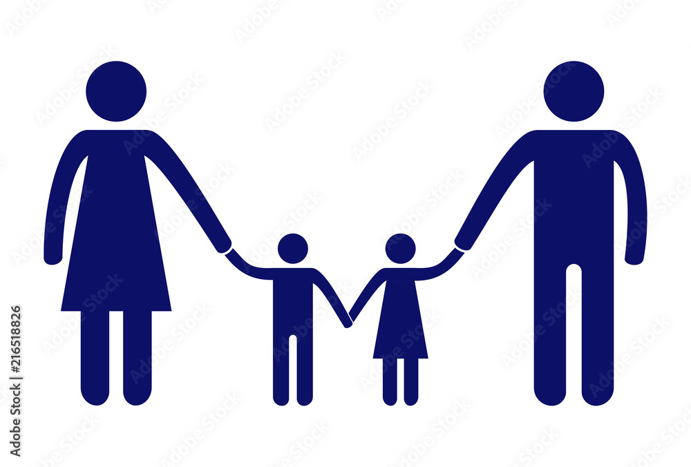 Vector couple with their son and daughter on white background Vector couple with their son and daughter on white background
