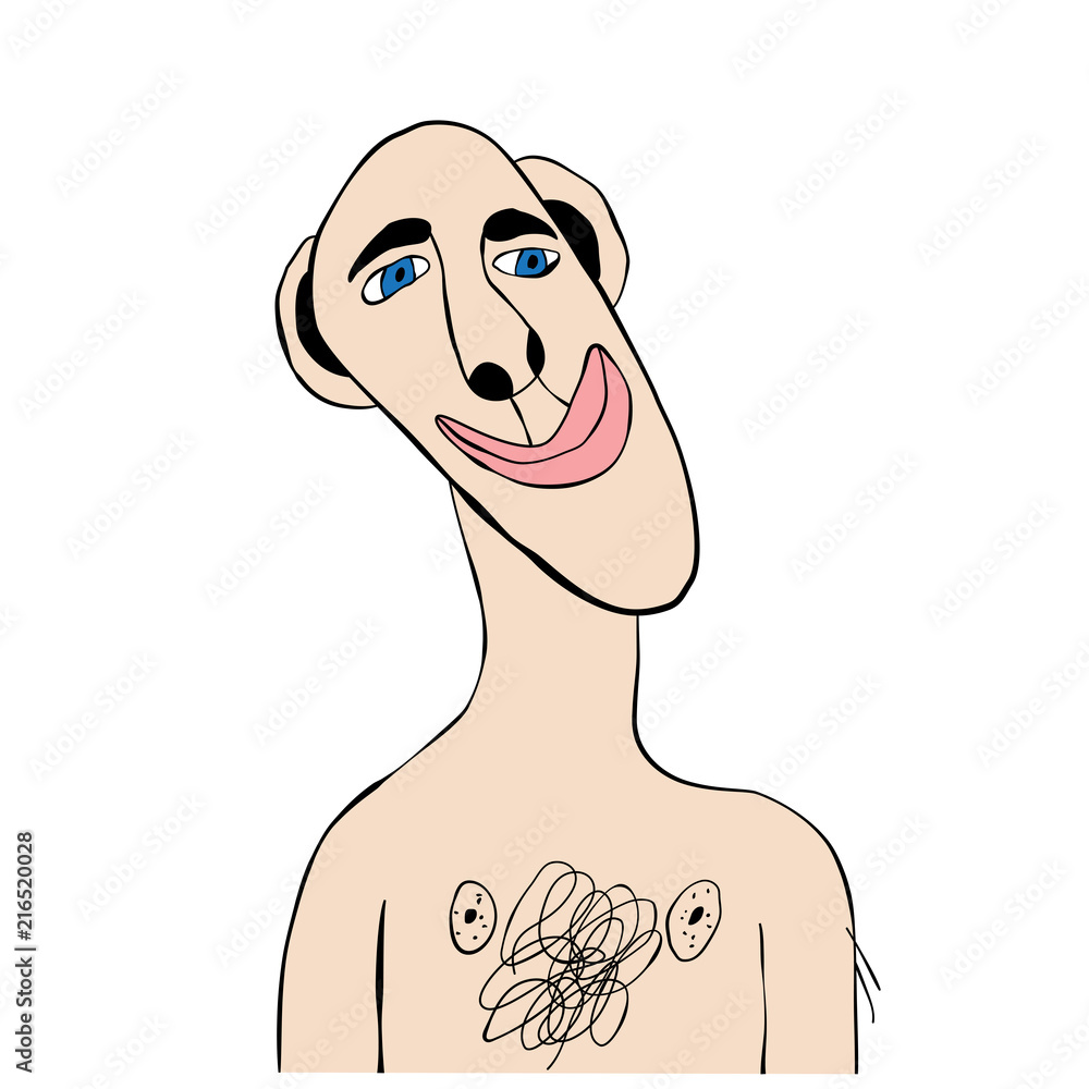 The sketched illustration of a surreal funny portrait. The sketched illustration of a surreal funny portrait.