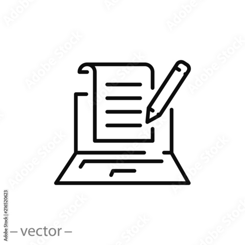 copywriter icon, linear sign isolated on white background - editable vector illustration eps10