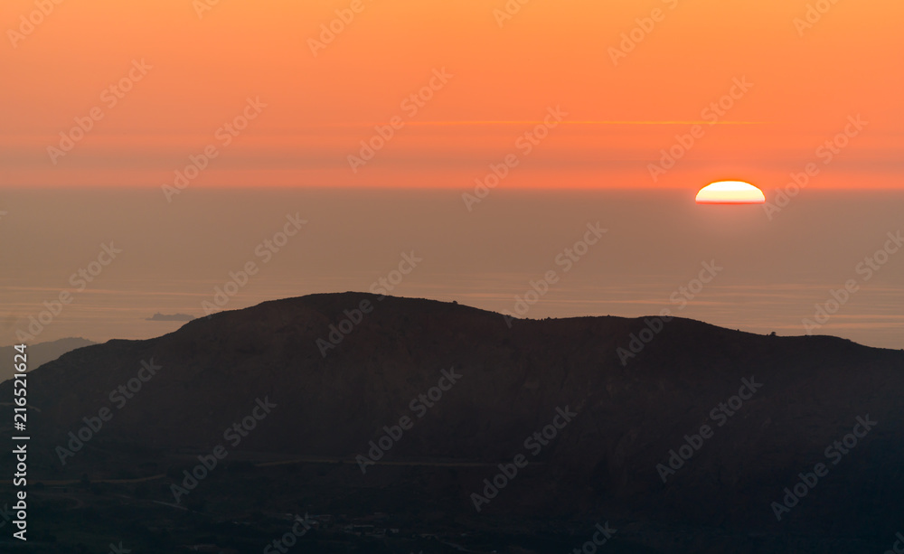 Sunset over the Mediterranean Sea in Oran, Algeria