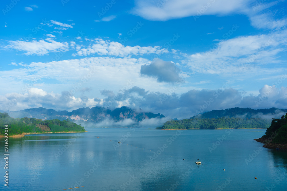 Ratchaprapha dam or Cheow Lan Dam is a beautiful view at Surat Thani, Thailand.