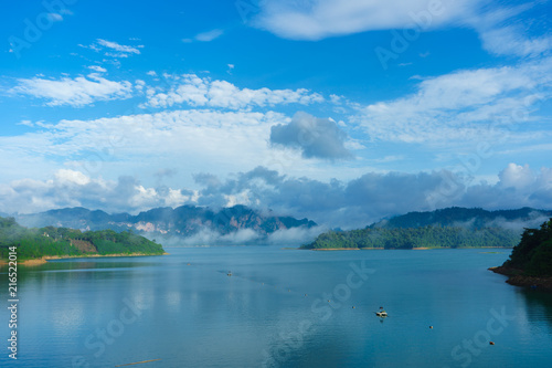 Ratchaprapha dam or Cheow Lan Dam is a beautiful view at Surat Thani, Thailand.