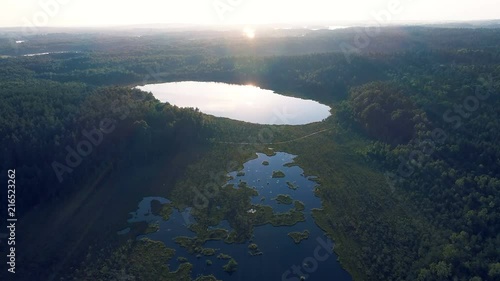 Lake in Nature Reserve, Varnikai, Lithuania, Aerial Panoramic View photo