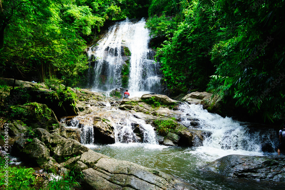 Naklejka premium SAIKU waterfall in national park it is beautiful at southern, Thailand