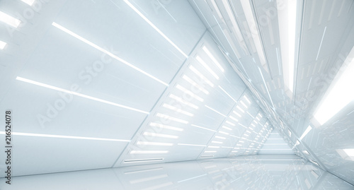 Abstract Triangle Spaceship corridor. Futuristic tunnel with light. Future interior background, business, sci-fi science concept. 3d rendering