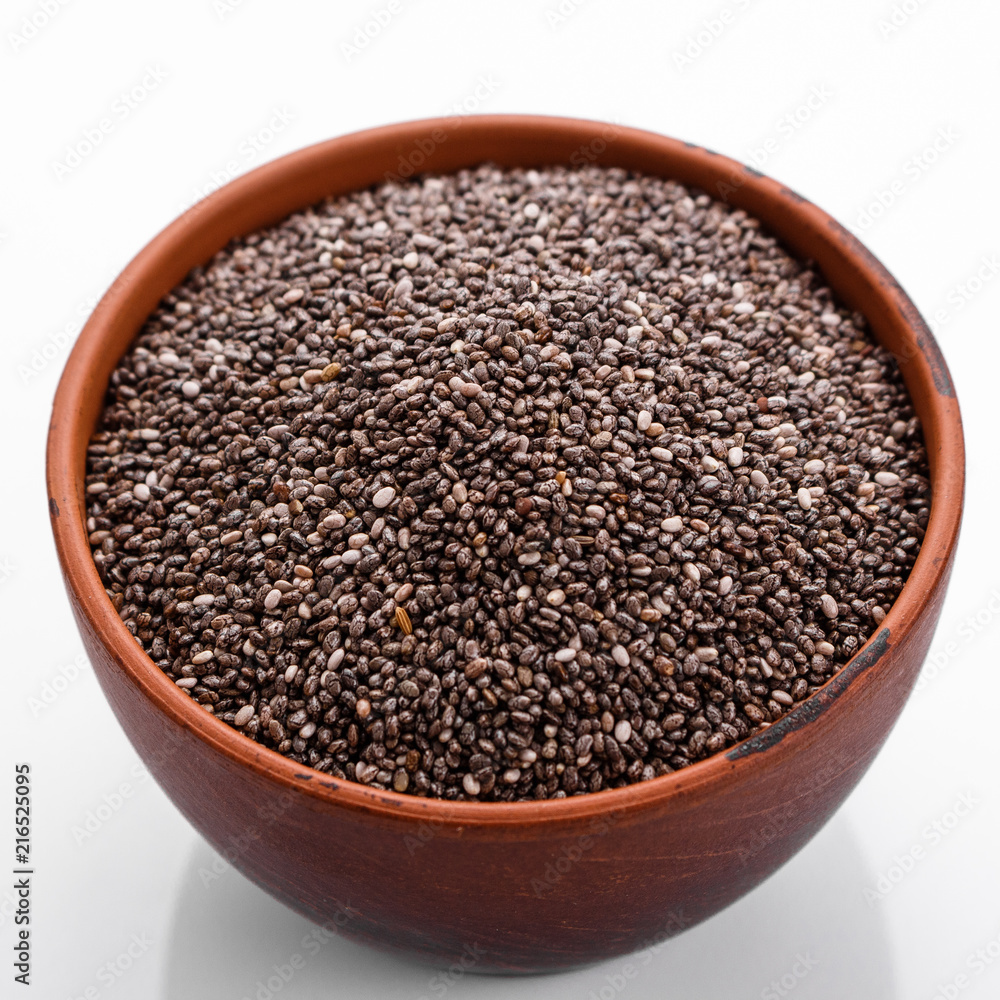 chia seeds on a white acrylic background chia seeds on a white acrylic background