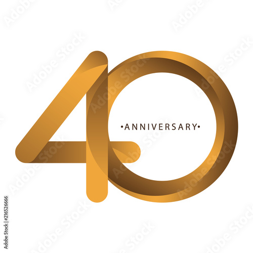 Celebrating, anniversary of number 40th year anniversary, birthday. Luxury duo tone gold brown for invitation card, backdrop, label, logo , advertising or stationary
