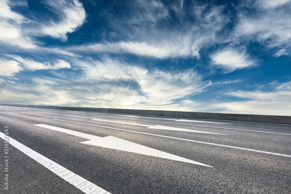 Fototapeta premium Beautiful sky cloud and asphalt road landscape