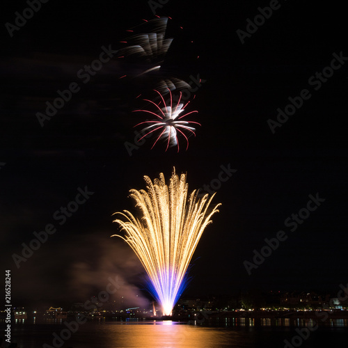 Firework over the rhine river photo