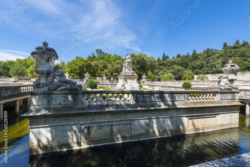 The garden jardin de la Fontaine in Nimes. Gard, Provence, France, Europe