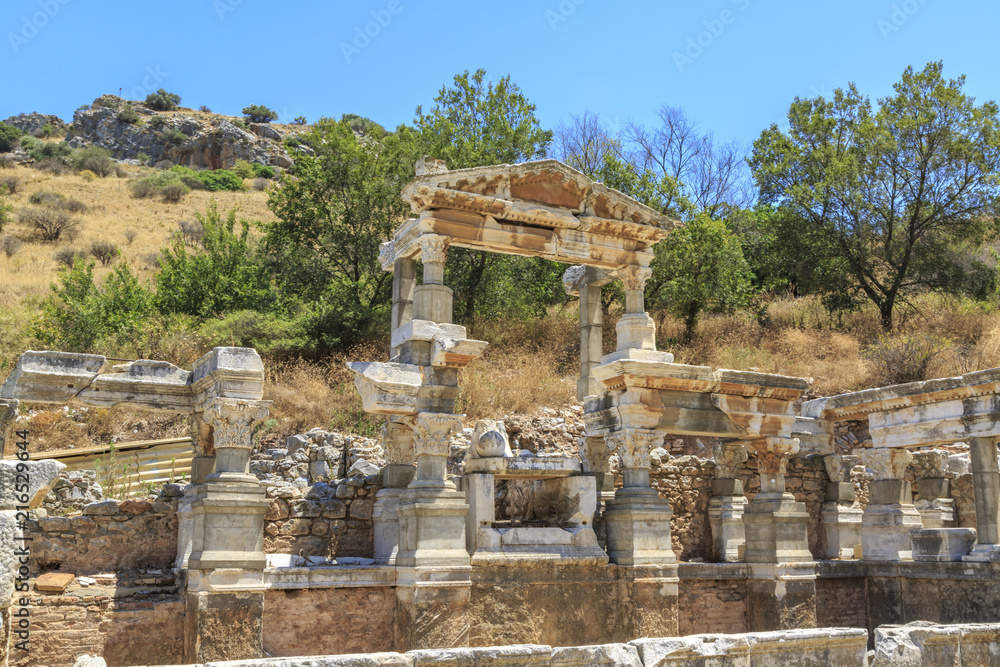 The Nymphaeum Traiani in ancient city Ephesus, Izmir, Turkey