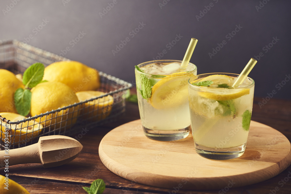 image of fresh tasty lemonade with mint image of fresh tasty lemonade with mint