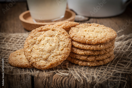 Tableau sur toile Stack of freshly baked oat biscuits.
