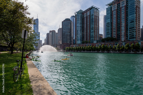 Chicago, IL United States - Augustl 09, 2017: Summer kayakers 