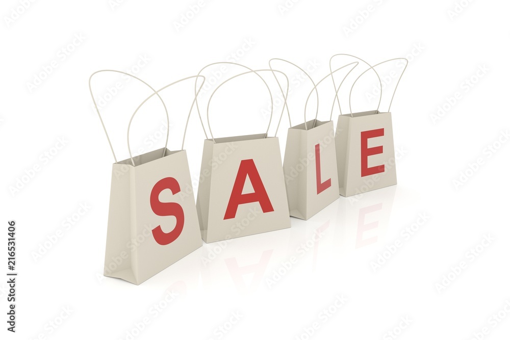 Sale paper shopping bag. 3D rendering. Sale paper shopping bag. 3D rendering.