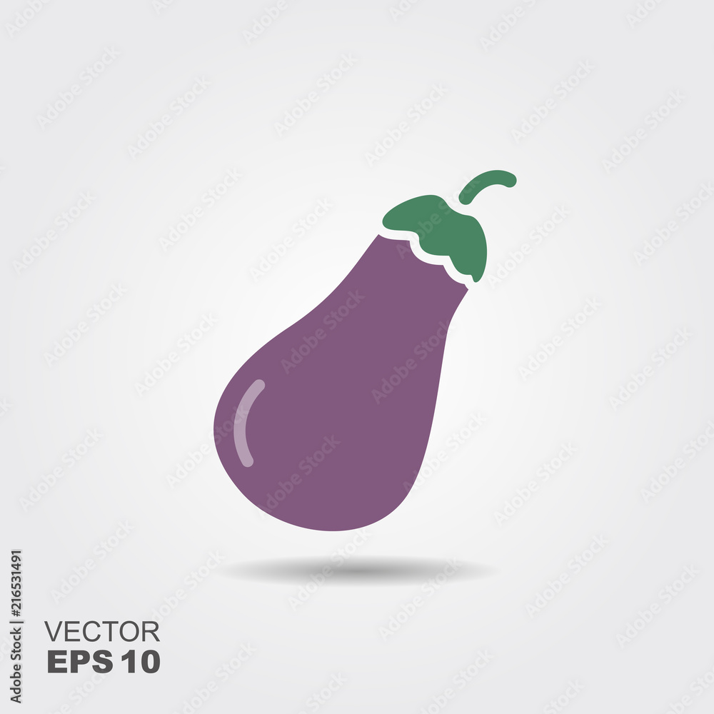 Illustration of eggplant flat icon with shadow Illustration of eggplant flat icon with shadow