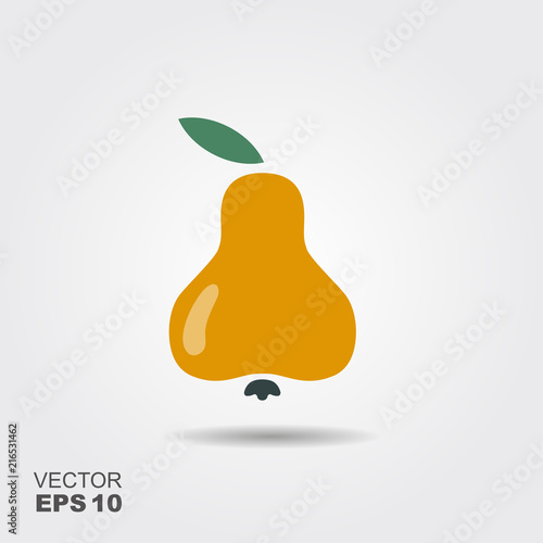 Illustration of pear flat icon with shadow