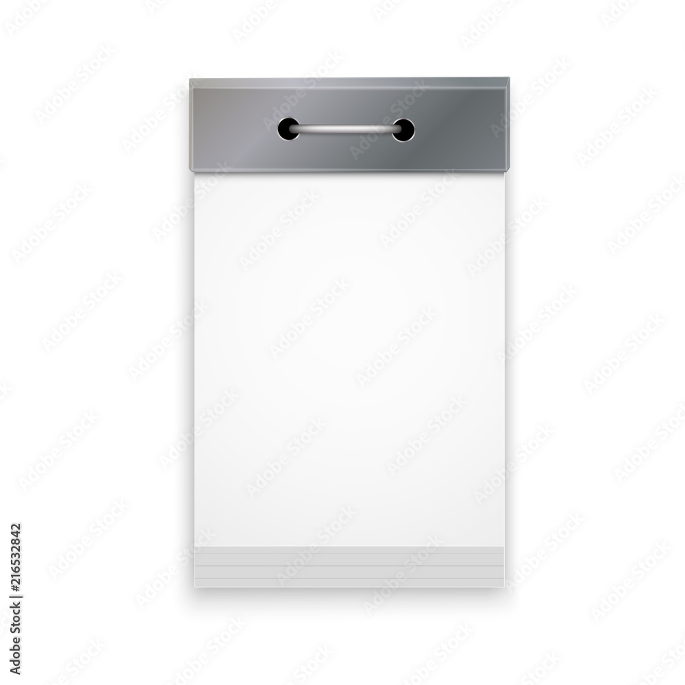 Realistic tear-off calendar isolated on white background. Element for