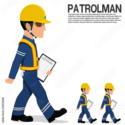 An inspector is patrolling on transparent background