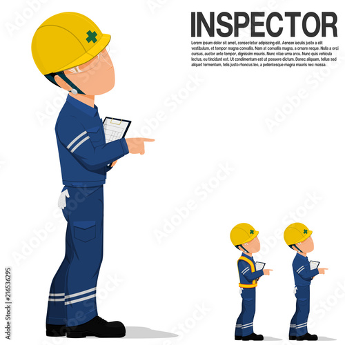 An inspector is pointing something on transparent background