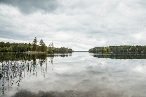 Skyreflection in an finnish lake during midsummer