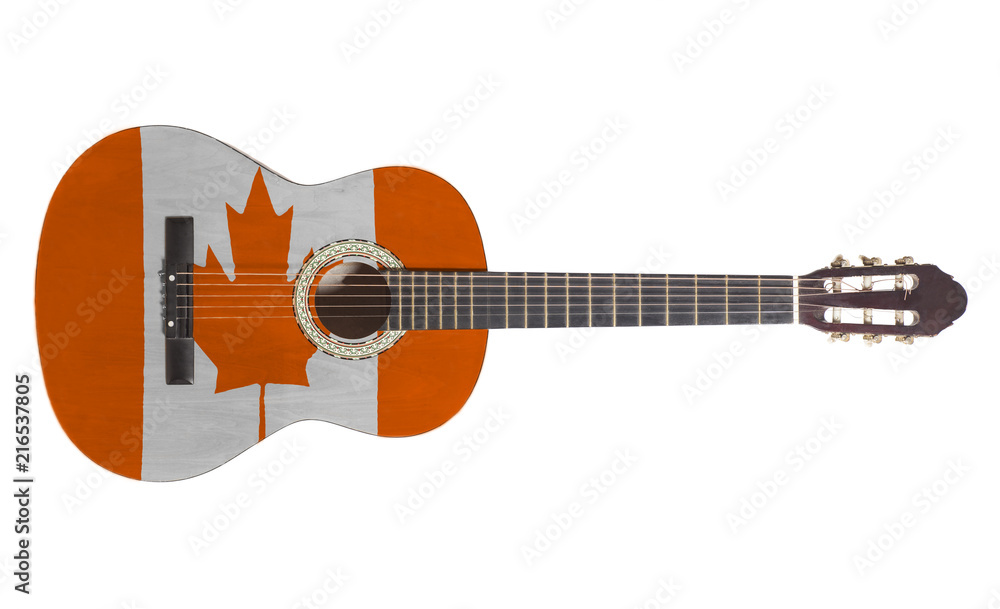 Obraz premium acoustic guitar with canada flag