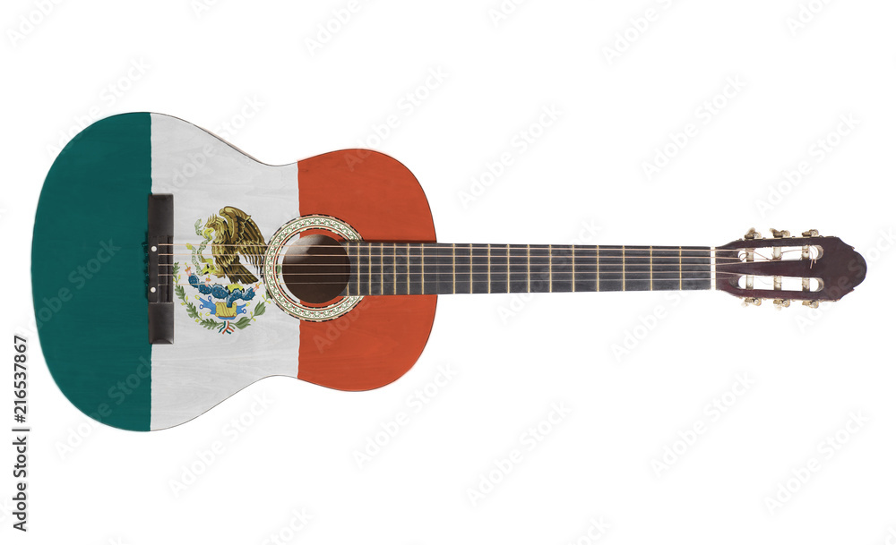 Fototapeta premium Acoustic guitar with Mexico Flag