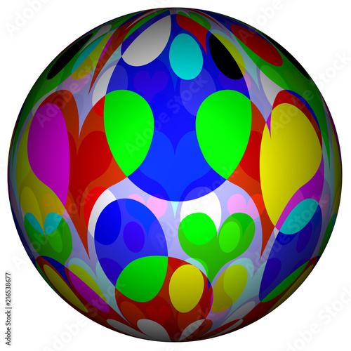 3D Bild - Kugel- bemalt transparenter Background

