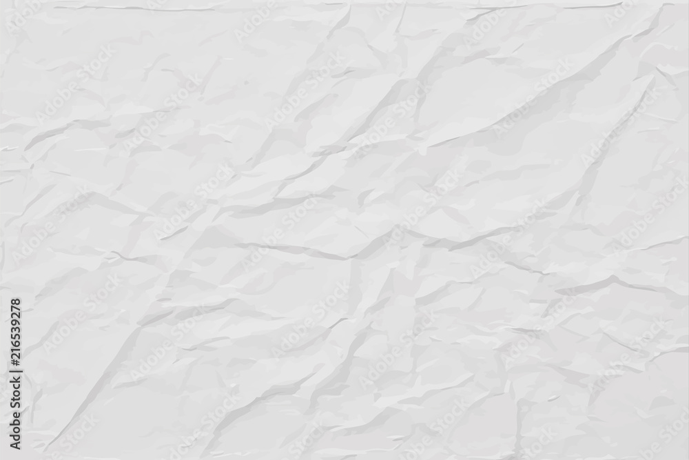 Plakat Biały pomarszczony papier tekstury, streszczenie tło wektor światło